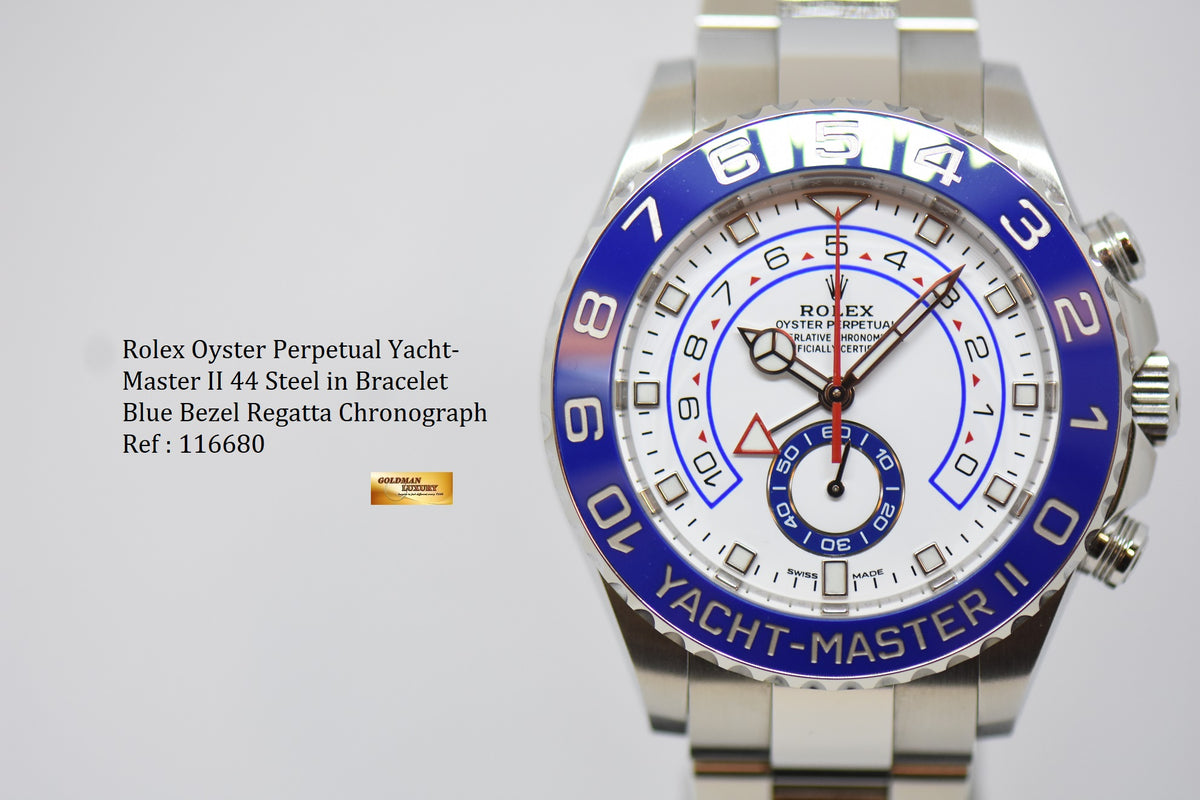 [SOLD] ROLEX OYSTER PERPETUAL YACHT-MASTER II 44mm REGATTA CHRONOGRAPH STEEL IN BRACELET 116680 (LNIB)