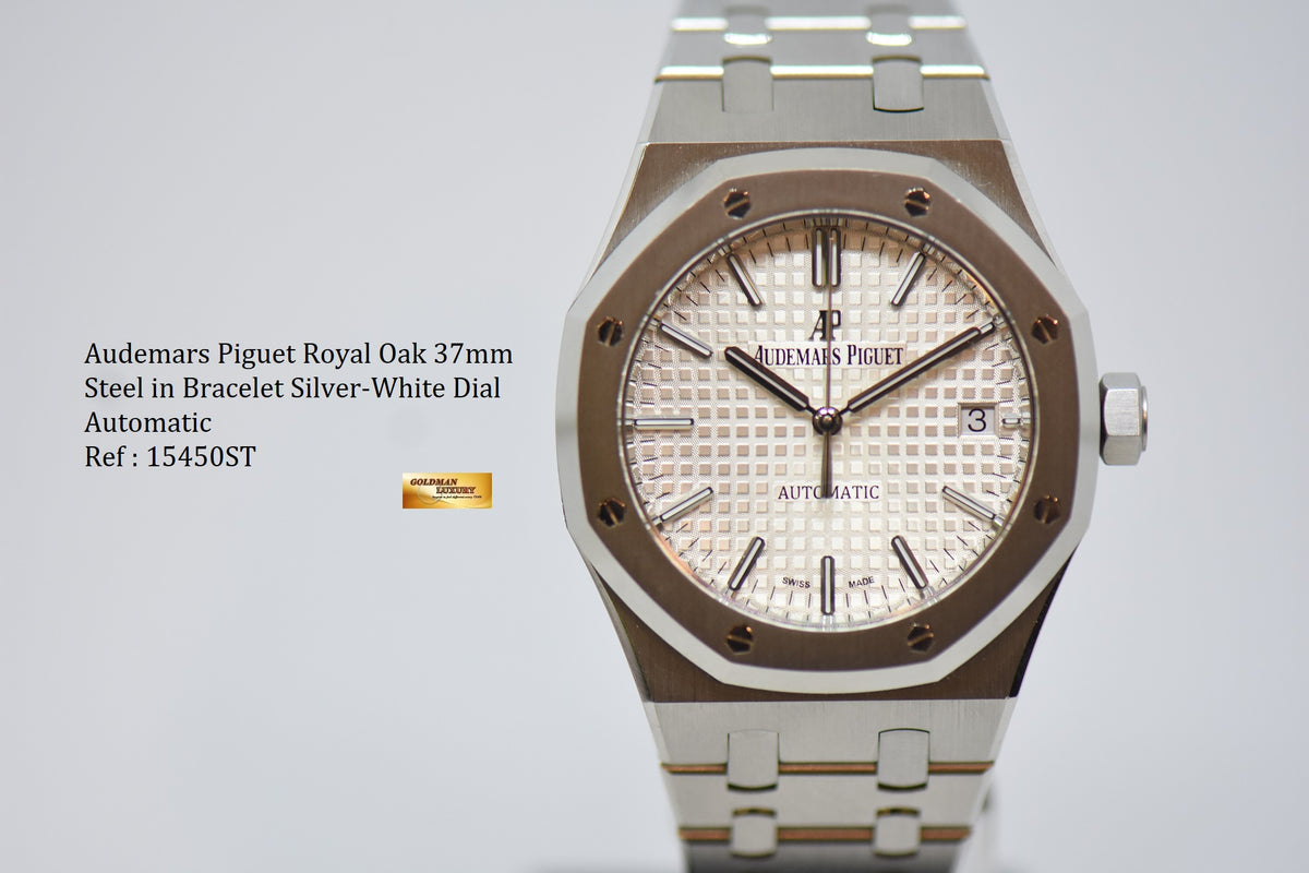[SOLD] AUDEMARS PIGUET ROYAL OAK 37mm STEEL IN BRACELET SILVER-WHITE DIAL AUTOMATIC 15450ST (MINT)