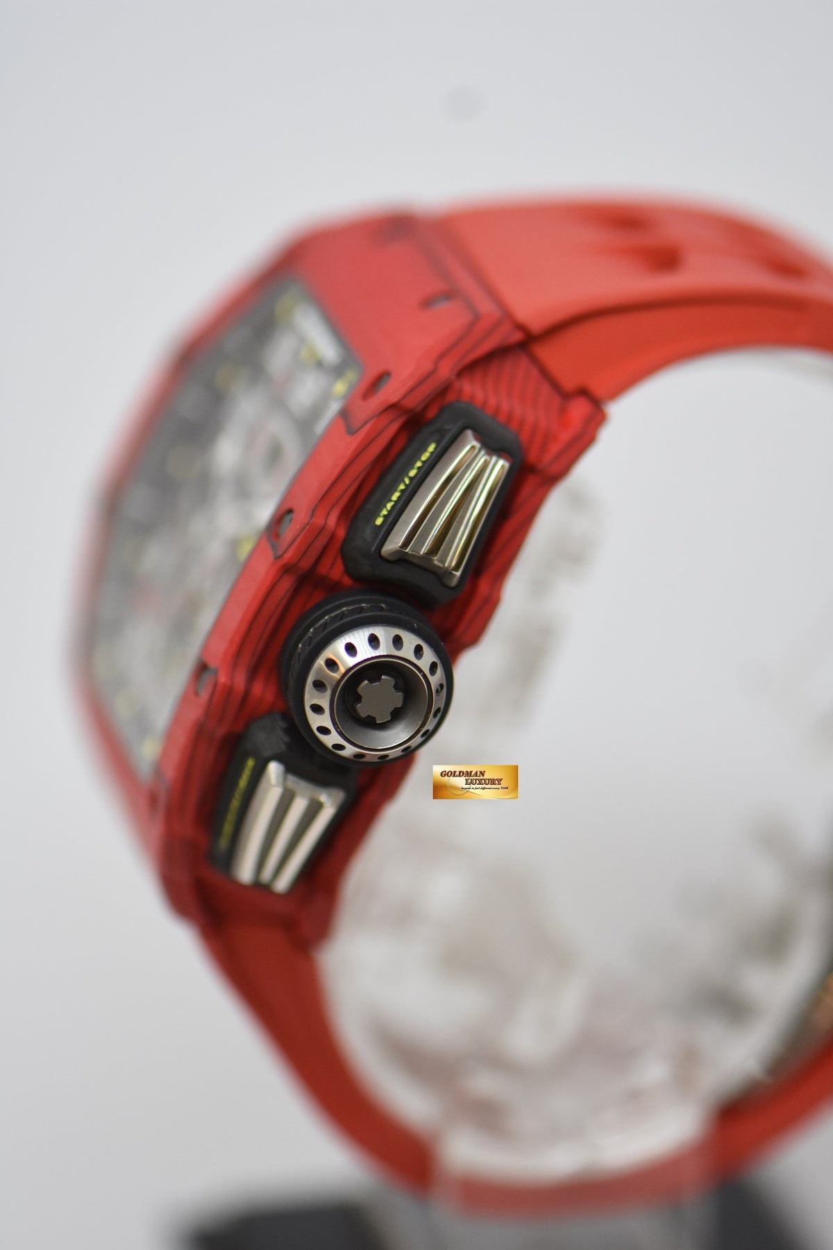 [SOLD] RICHARD MILLE FLYBACK CHRONOGRAPH IN RED TPT QUARTZ ORIGINAL RED RUBBER STRAP RM11-03 AUTOMATIC (LNIB)