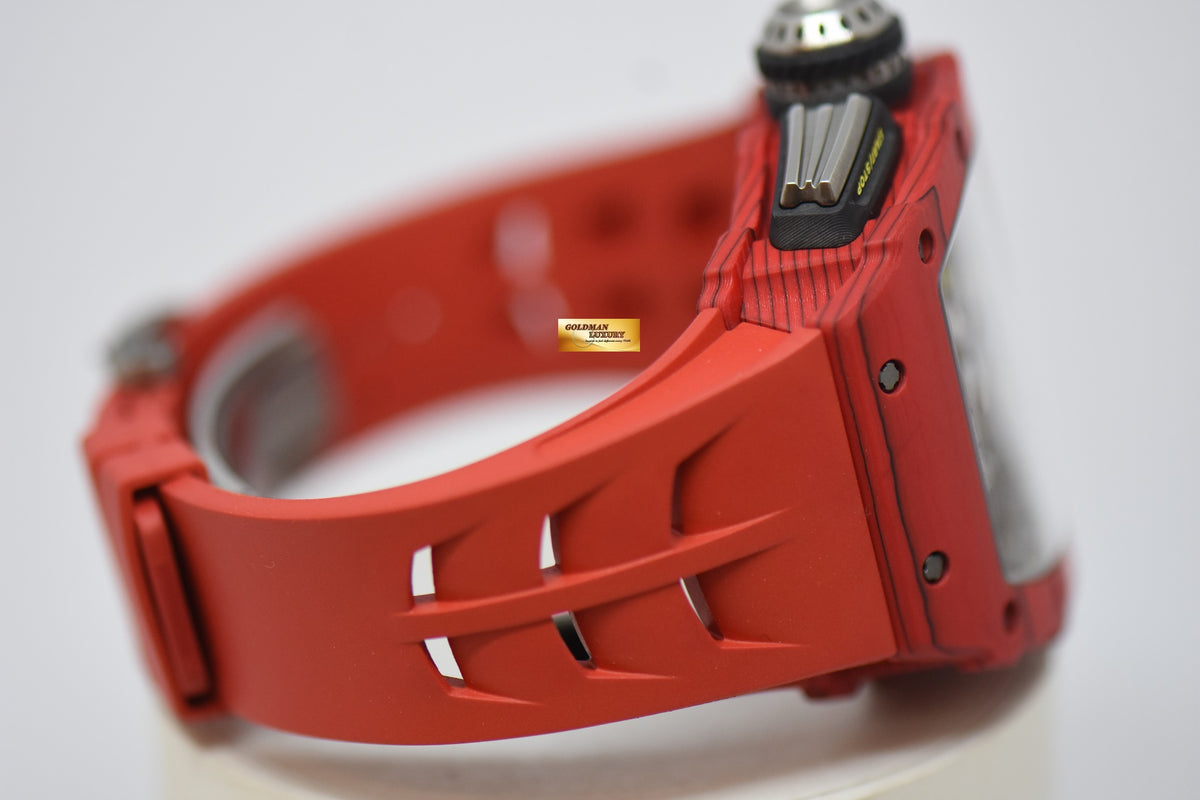 [SOLD] RICHARD MILLE FLYBACK CHRONOGRAPH IN RED TPT QUARTZ ORIGINAL RED RUBBER STRAP RM11-03 AUTOMATIC (LNIB)