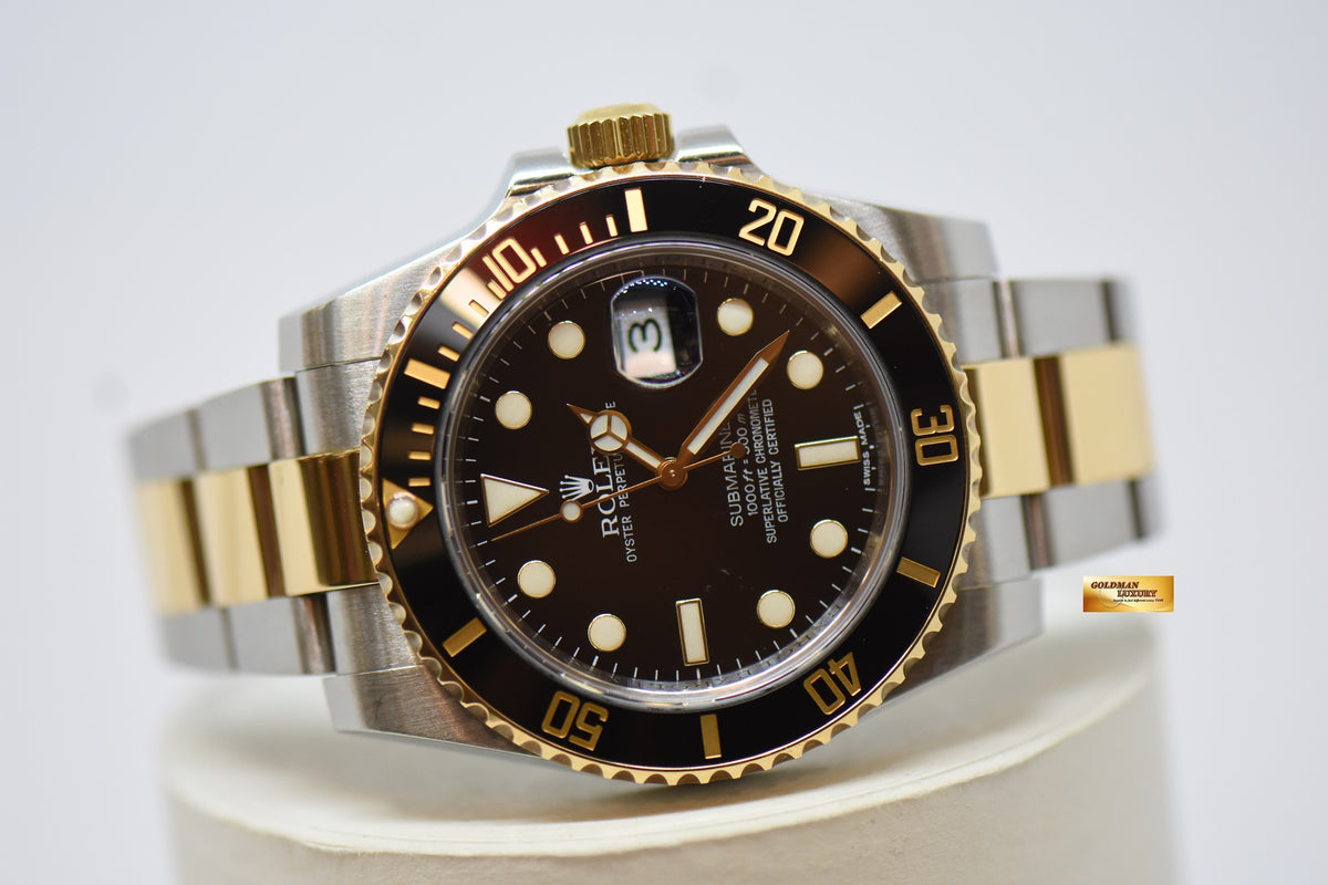 [SOLD] ROLEX OYSTER PERPETUAL SUBMARINER 40mm GOLD / STEEL IN BRACELET CERAMIC BEZEL BLACK DIAL 116613LN (MINT)