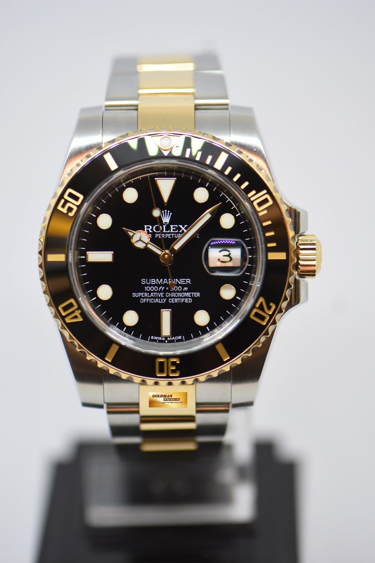 [SOLD] ROLEX OYSTER PERPETUAL SUBMARINER 40mm GOLD / STEEL IN BRACELET CERAMIC BEZEL BLACK DIAL 116613LN (MINT)