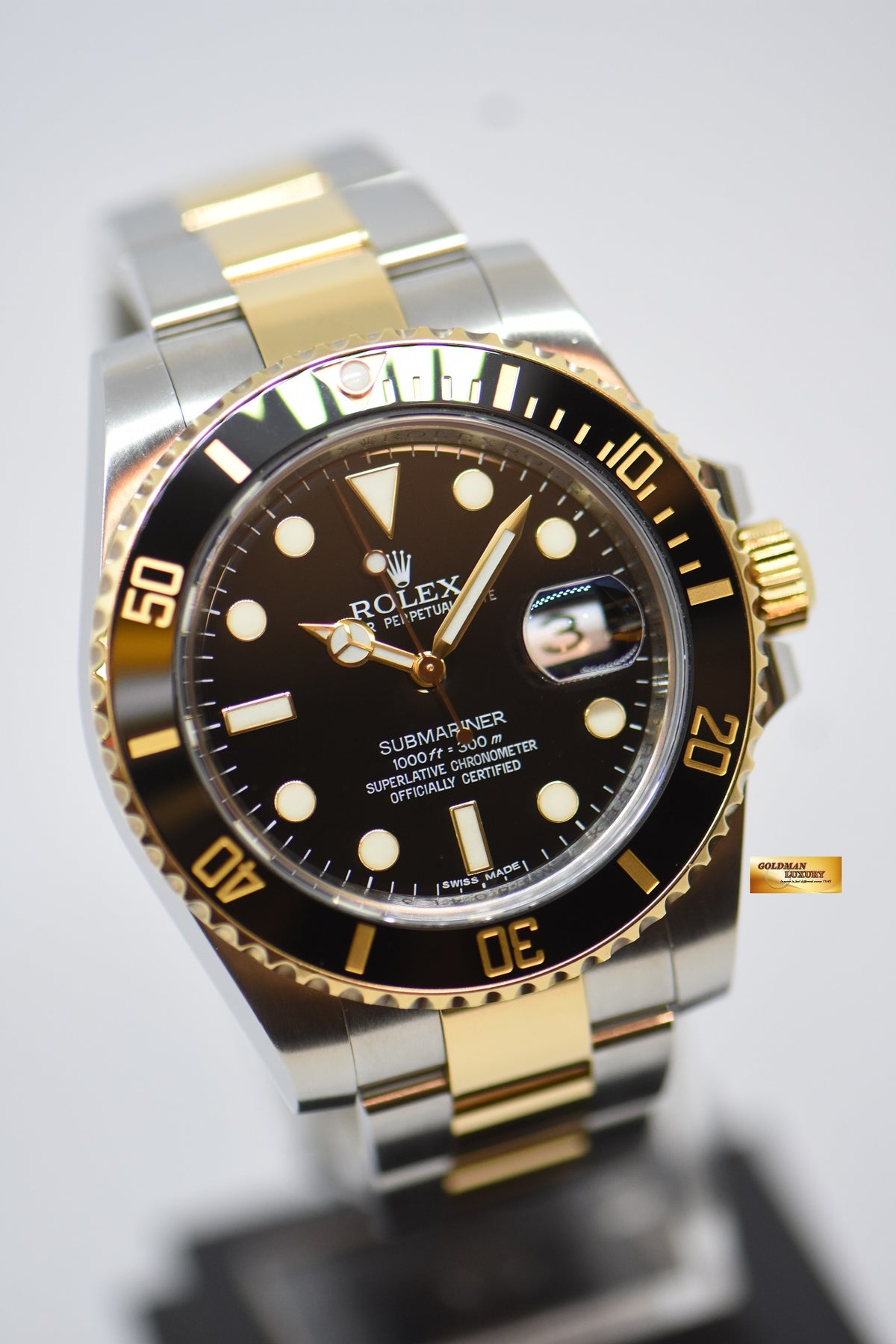 [SOLD] ROLEX OYSTER PERPETUAL SUBMARINER 40mm GOLD / STEEL IN BRACELET CERAMIC BEZEL BLACK DIAL 116613LN (MINT)