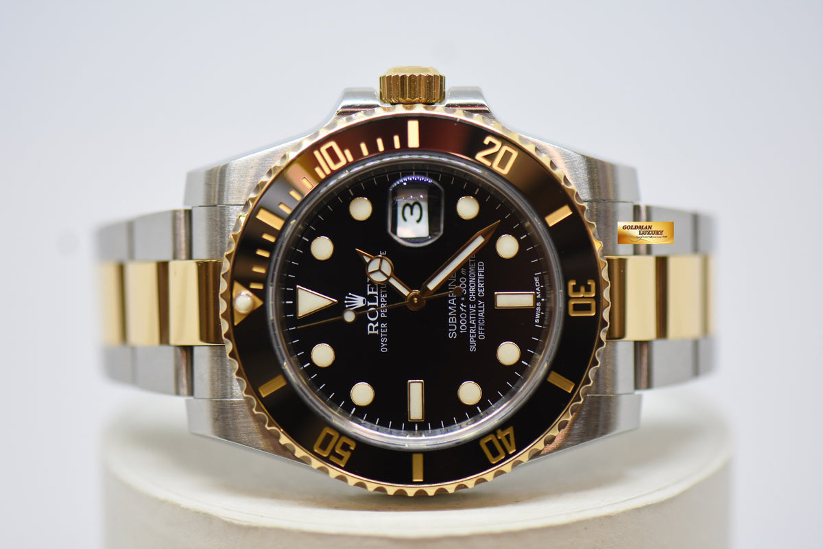 [SOLD] ROLEX OYSTER PERPETUAL SUBMARINER 40mm GOLD / STEEL IN BRACELET CERAMIC BEZEL BLACK DIAL 116613LN (MINT)
