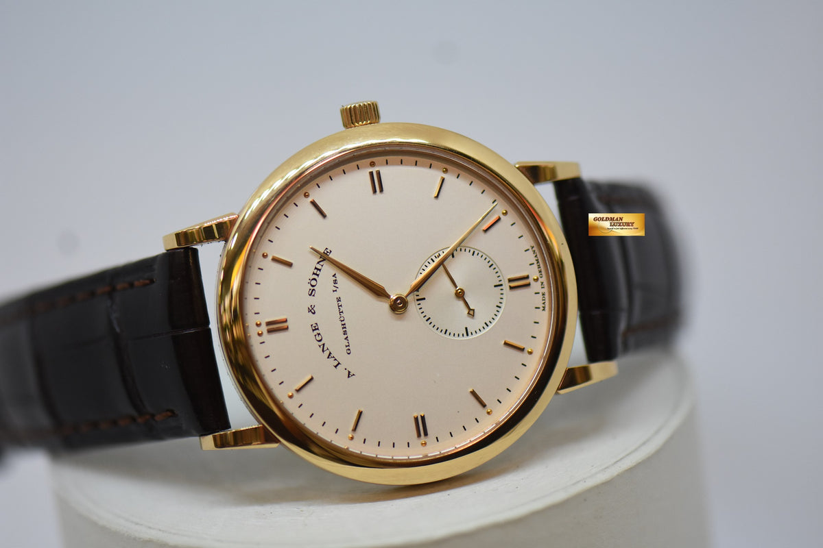 [SOLD] A.LANGE & SOHNE SAXONIA SUB-SECOND 37mm ROSE GOLD IN LEATHER MANUAL WINDING 215.032 (MINT)