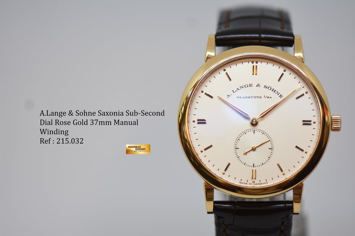 [SOLD] A.LANGE & SOHNE SAXONIA SUB-SECOND 37mm ROSE GOLD IN LEATHER MANUAL WINDING 215.032 (MINT)