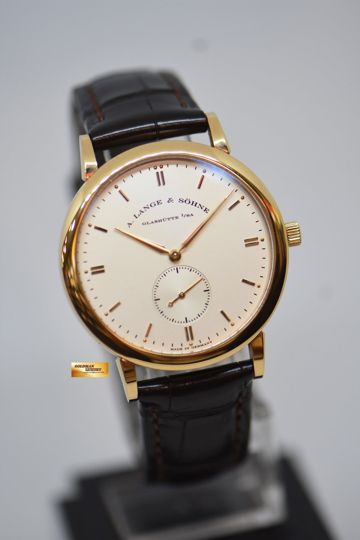 [SOLD] A.LANGE & SOHNE SAXONIA SUB-SECOND 37mm ROSE GOLD IN LEATHER MANUAL WINDING 215.032 (MINT)