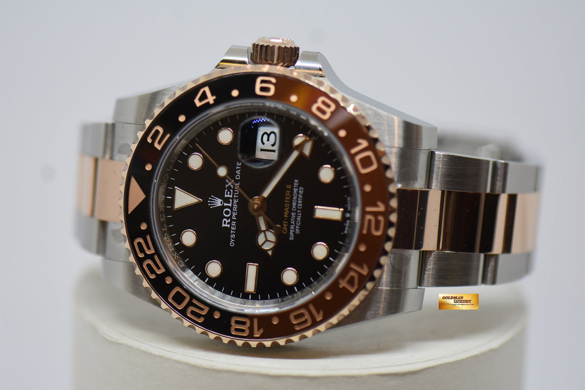 [SOLD] ROLEX OYSTER PERPETUAL GMT-MASTER II “ROOT-BEER” CERAMIC BROWN BEZEL EVEROSE GOLD / STEEL BRACELET 126711CHNR (NEW-UNWORN)