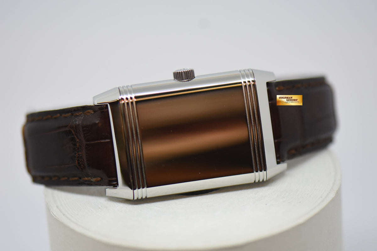 [SOLD] JLC REVERSO GRANDE TAILLE STEEL MONOFACE IN LEATHER STRAP QUARTZ 270.8.08 (MINT)