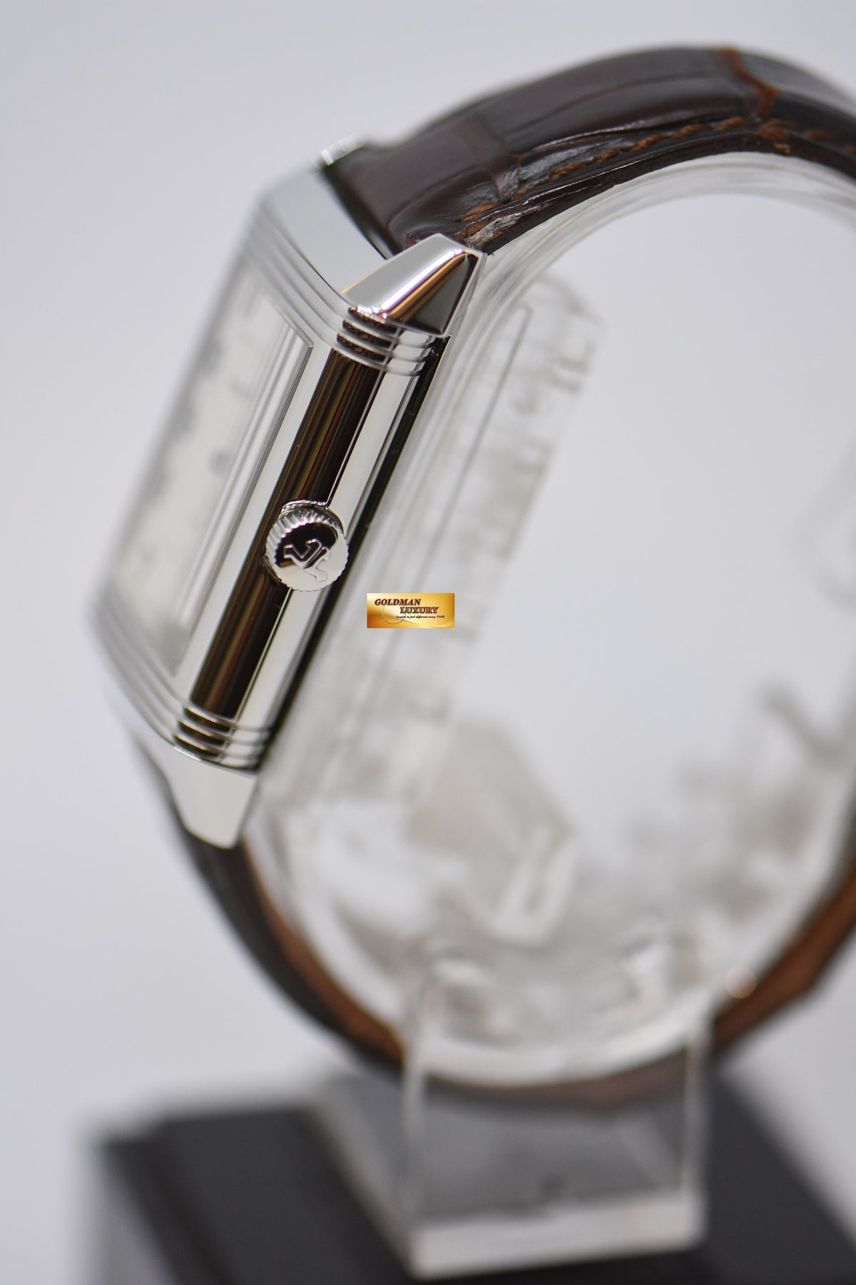 [SOLD] JLC REVERSO GRANDE TAILLE STEEL MONOFACE IN LEATHER STRAP QUARTZ 270.8.08 (MINT)