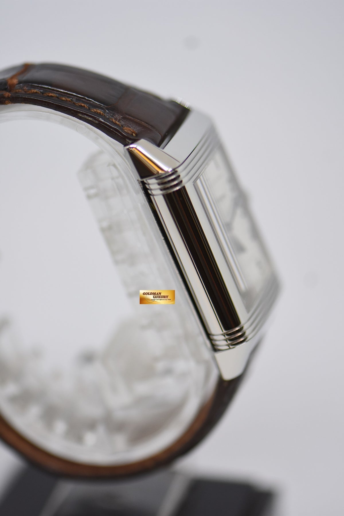 [SOLD] JLC REVERSO GRANDE TAILLE STEEL MONOFACE IN LEATHER STRAP QUARTZ 270.8.08 (MINT)