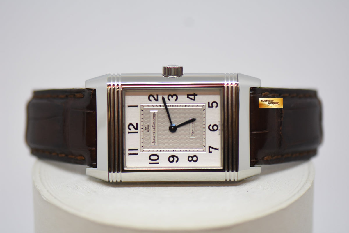 [SOLD] JLC REVERSO GRANDE TAILLE STEEL MONOFACE IN LEATHER STRAP QUARTZ 270.8.08 (MINT)