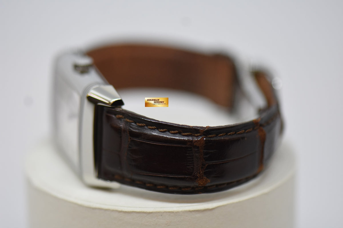 [SOLD] JLC REVERSO GRANDE TAILLE STEEL MONOFACE IN LEATHER STRAP QUARTZ 270.8.08 (MINT)