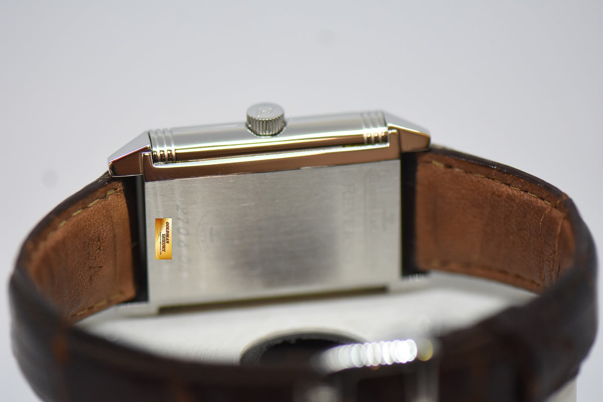 [SOLD] JLC REVERSO GRANDE TAILLE STEEL MONOFACE IN LEATHER STRAP QUARTZ 270.8.08 (MINT)