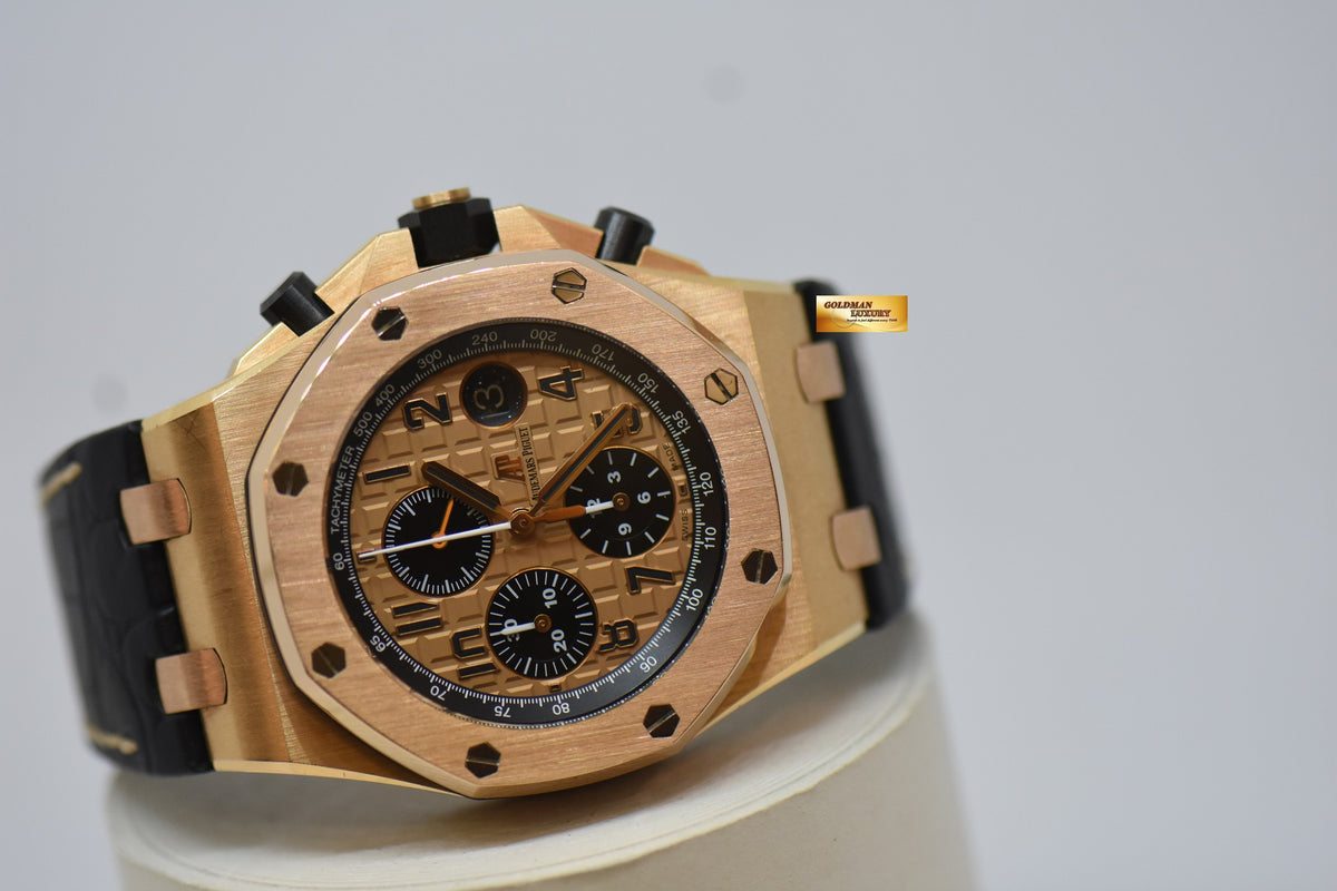 [SOLD] AUDEMARS PIGUET ROYAL OAK OFFSHORE 42mm ROSE GOLD IN LEATHER STRAP CHRONOGRAPH AUTOMATIC 26470OR (MINT)