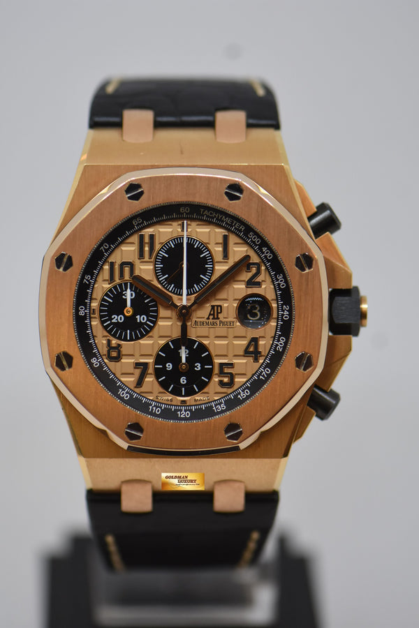 [SOLD] AUDEMARS PIGUET ROYAL OAK OFFSHORE 42mm ROSE GOLD IN LEATHER STRAP CHRONOGRAPH AUTOMATIC 26470OR (MINT)