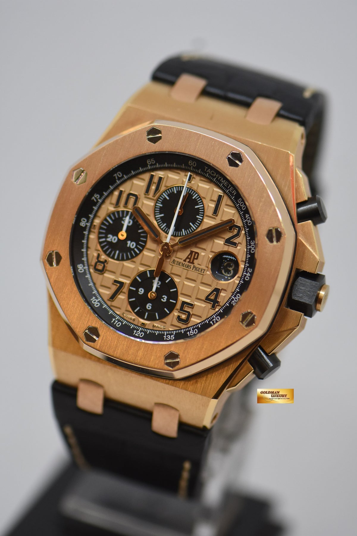 [SOLD] AUDEMARS PIGUET ROYAL OAK OFFSHORE 42mm ROSE GOLD IN LEATHER STRAP CHRONOGRAPH AUTOMATIC 26470OR (MINT)