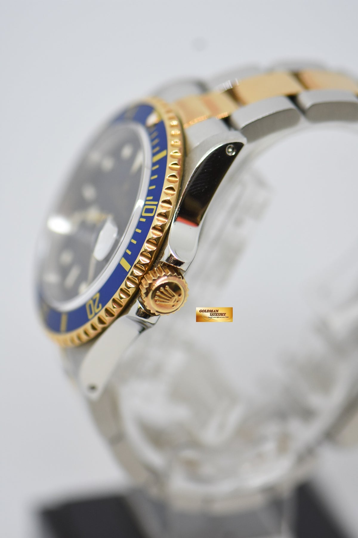 [SOLD] ROLEX OYSTER SUBMARINER 40mm GOLD / STEEL IN BRACELET BLUE DIAL & BEZEL 16613LB (PURPLISH AGING DIAL)