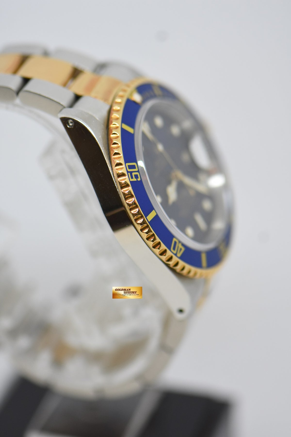 [SOLD] ROLEX OYSTER SUBMARINER 40mm GOLD / STEEL IN BRACELET BLUE DIAL & BEZEL 16613LB (PURPLISH AGING DIAL)
