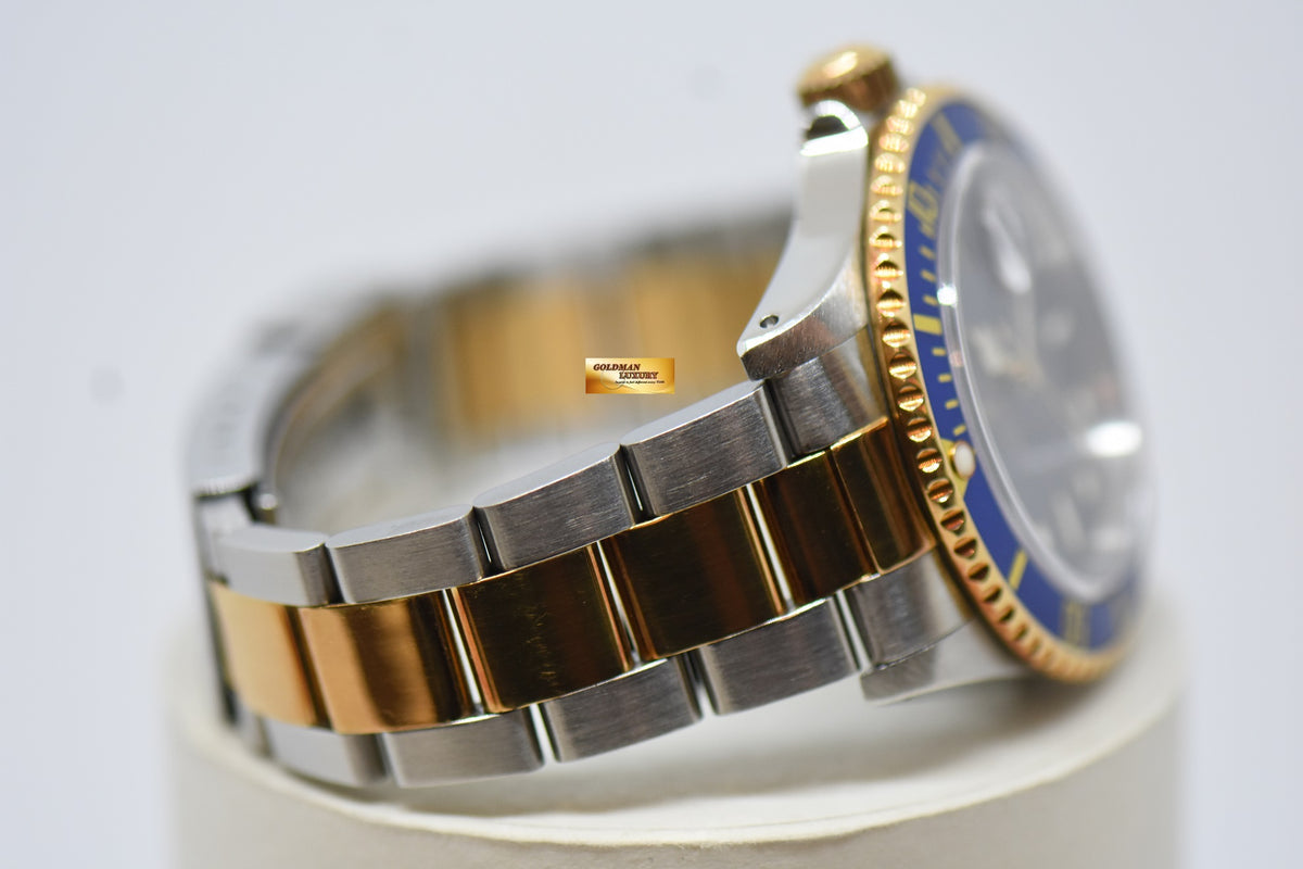 [SOLD] ROLEX OYSTER SUBMARINER 40mm GOLD / STEEL IN BRACELET BLUE DIAL & BEZEL 16613LB (PURPLISH AGING DIAL)