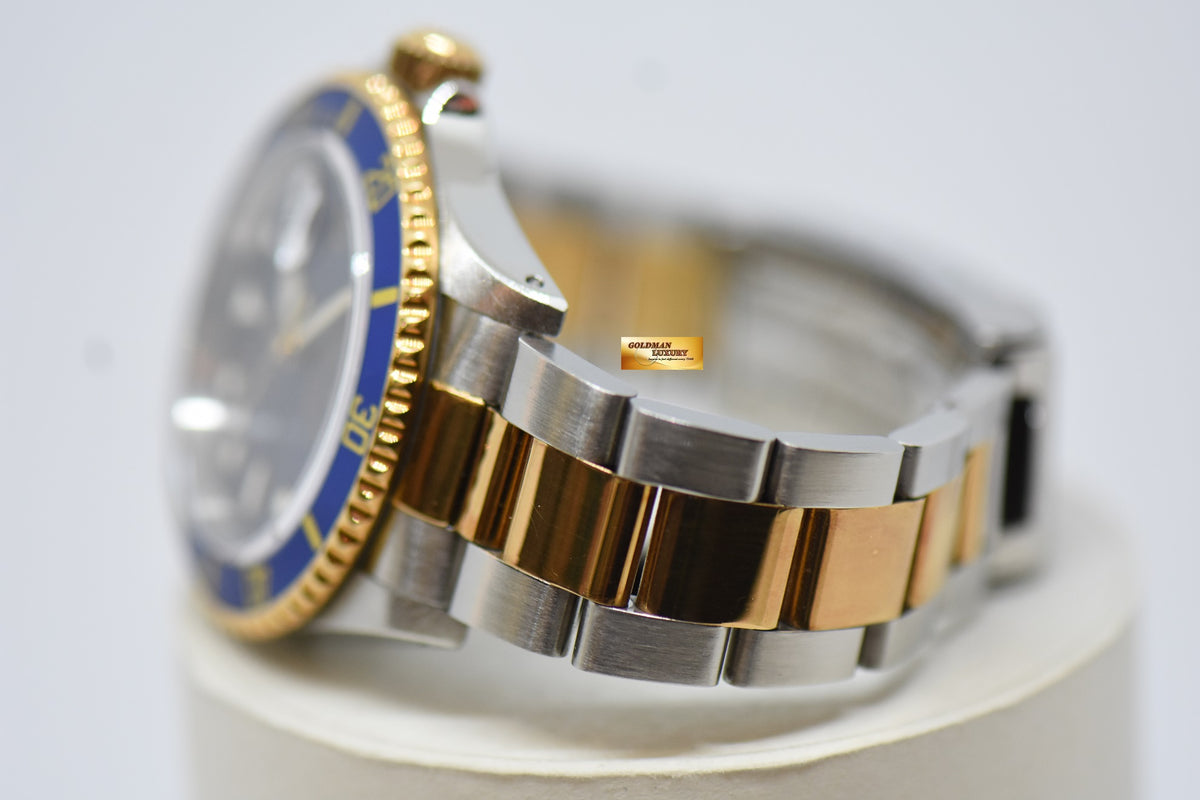 [SOLD] ROLEX OYSTER SUBMARINER 40mm GOLD / STEEL IN BRACELET BLUE DIAL & BEZEL 16613LB (PURPLISH AGING DIAL)
