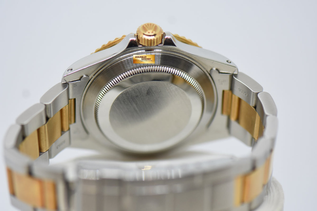 [SOLD] ROLEX OYSTER SUBMARINER 40mm GOLD / STEEL IN BRACELET BLUE DIAL & BEZEL 16613LB (PURPLISH AGING DIAL)