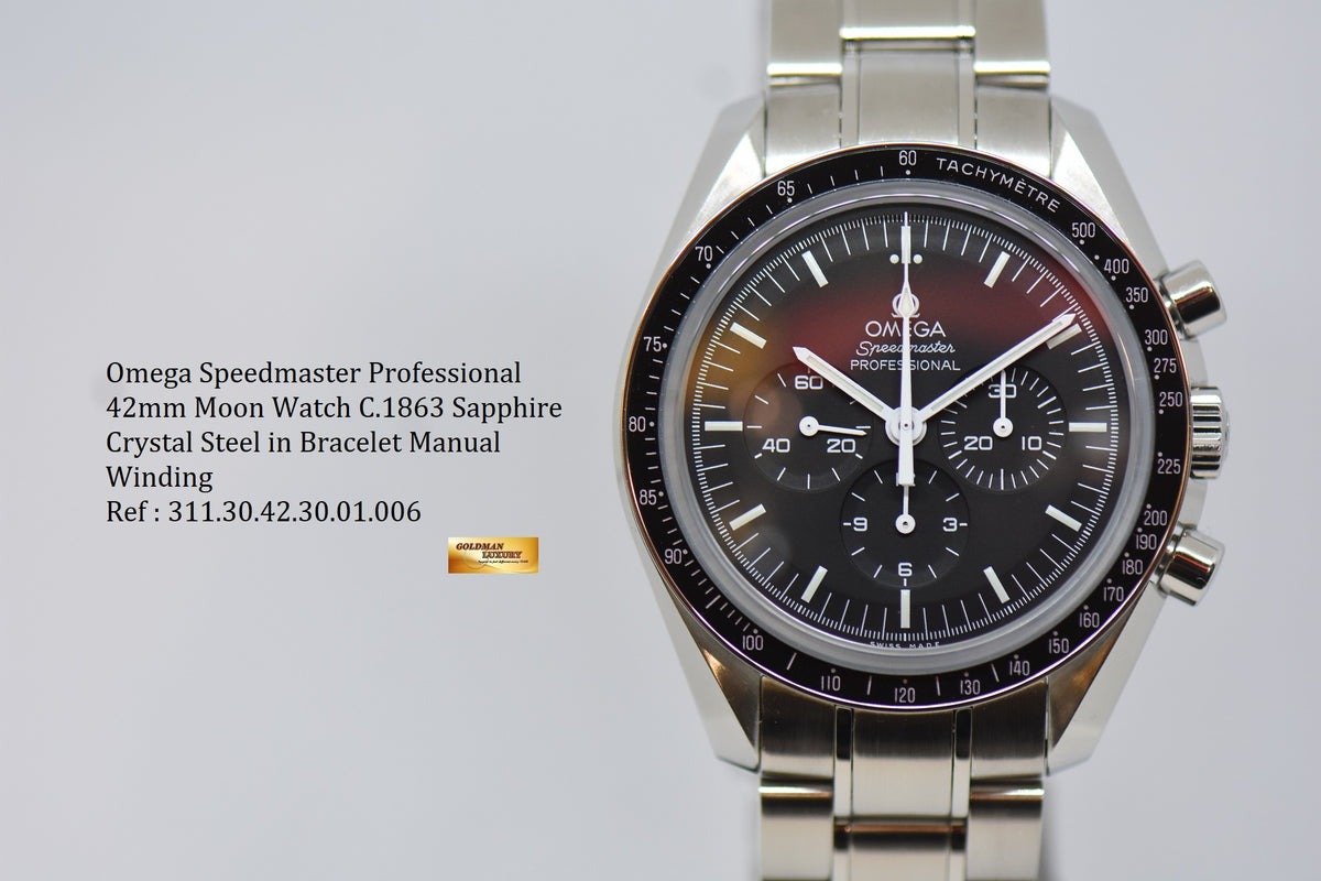 [SOLD] OMEGA SPEEDMASTER PROFESSIONAL MOONWATCH C.1863 SAPPHIRE CRYSTAL STEEL IN BRACELET MANUAL WINDING 311.30.42.30.01.006 (LNIB)