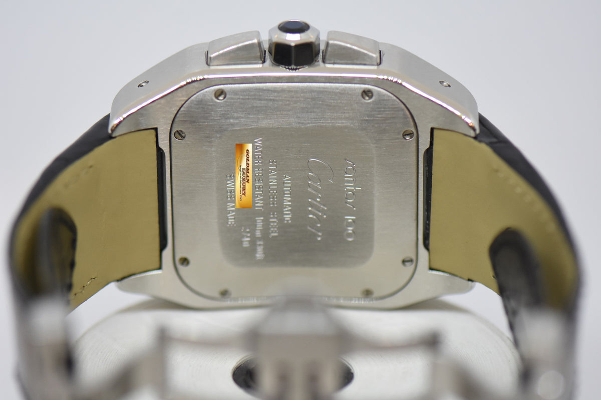 [SOLD] CARTIER SANTOS 100 XL CHRONOGRAPH STEEL IN LEATHER STRAP AUTOMATIC 2740 (MINT)