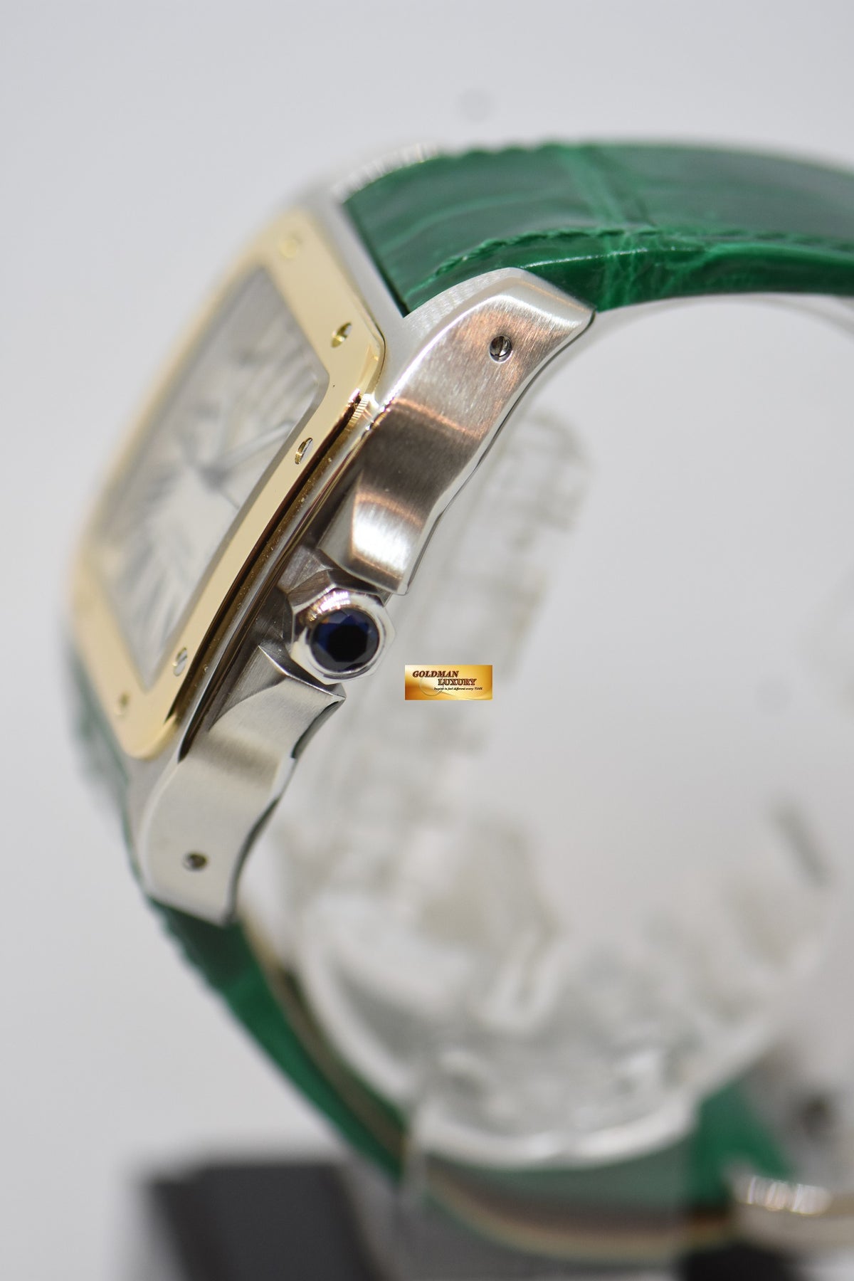 [SOLD] CARTIER SANTOS 100 XL GOLD / STEEL IN LEATHER STRAP AUTOMATIC 2656 (MINT)