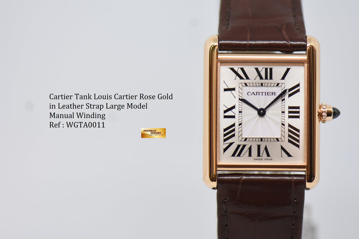 [SOLD] CARTIER TANK LOUIS CARTIER ROSE GOLD IN LEATHER LARGE MODEL MANUAL WINDING WGTA0011 (LNIB)