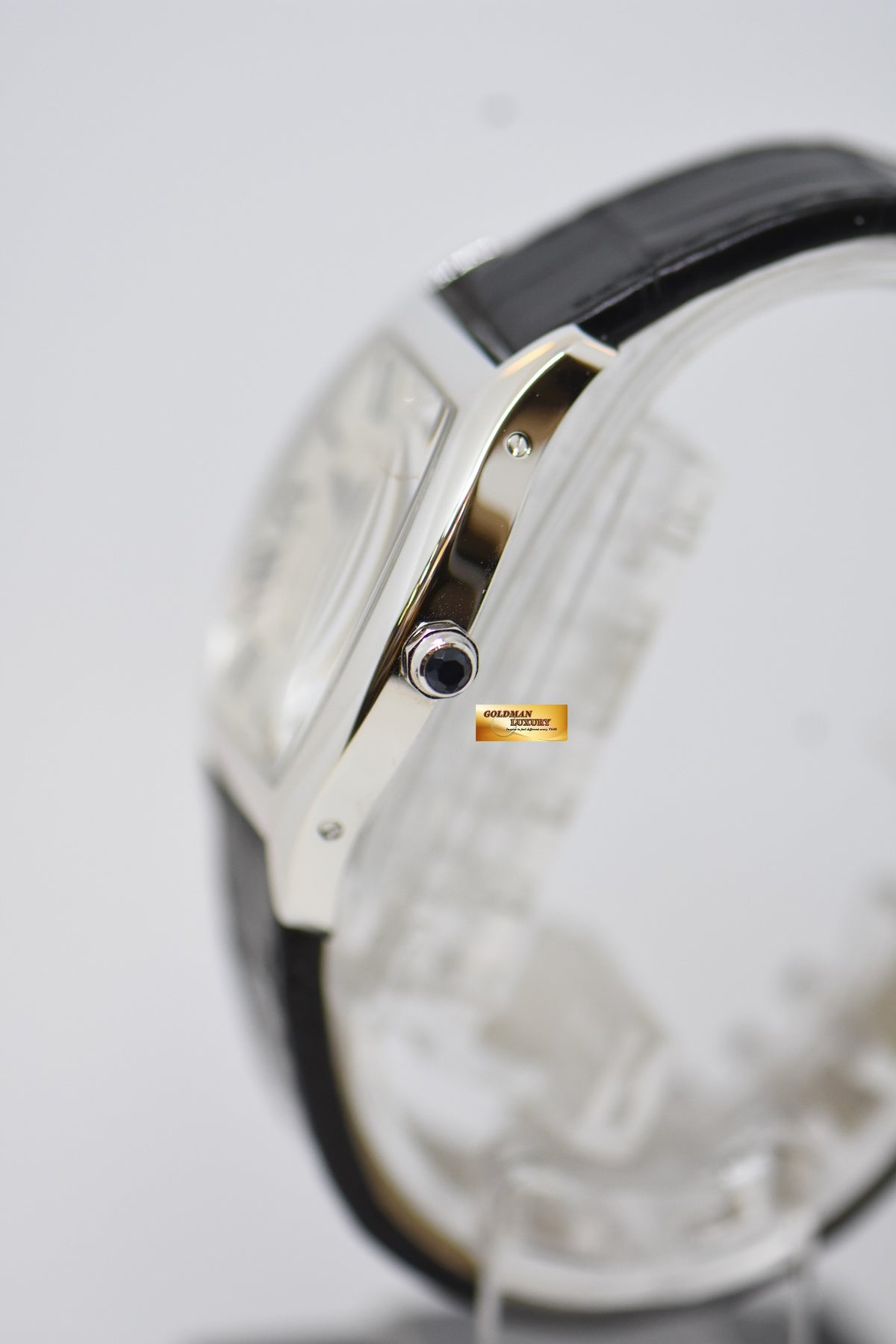 [SOLD] CARTIER TORTUE MEDIUM LADIES WHITE GOLD IN LEATHER STRAP MANUAL WINDING W1556363 (MINT)