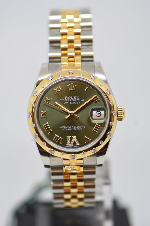 [SOLD] ROLEX OYSTER PERPETUAL DATEJUST 31mm GOLD / STEEL IN JUBILEE BRACELET OLIVE GREEN DIAL DIAMOND @ VI ORIGINAL DIAMOND BEZEL AUTOMATIC 178343 (NEW-UNWORN)
