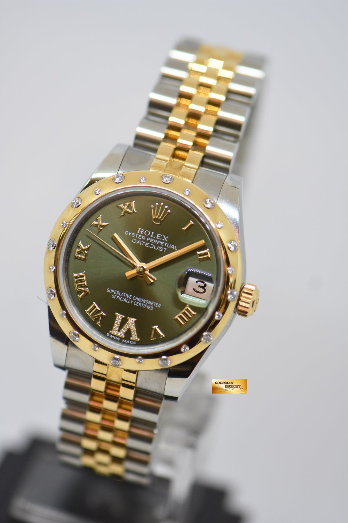 [SOLD] ROLEX OYSTER PERPETUAL DATEJUST 31mm GOLD / STEEL IN JUBILEE BRACELET OLIVE GREEN DIAL DIAMOND @ VI ORIGINAL DIAMOND BEZEL AUTOMATIC 178343 (NEW-UNWORN)