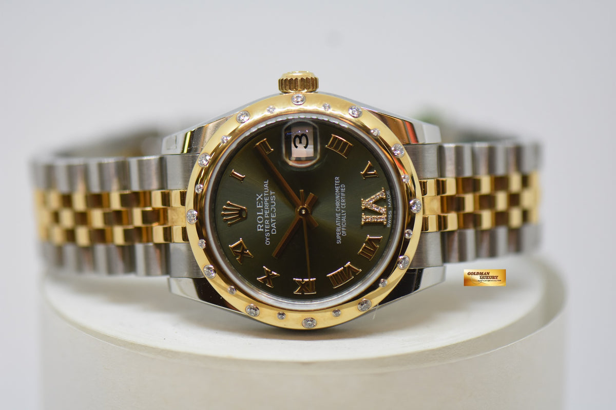 [SOLD] ROLEX OYSTER PERPETUAL DATEJUST 31mm GOLD / STEEL IN JUBILEE BRACELET OLIVE GREEN DIAL DIAMOND @ VI ORIGINAL DIAMOND BEZEL AUTOMATIC 178343 (NEW-UNWORN)