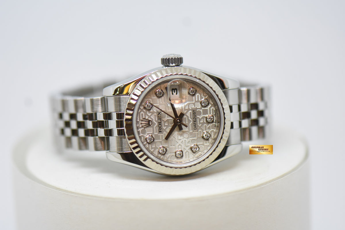 [SOLD] ROLEX OYSTER DATEJUST 26mm STEEL IN JUBILEE BRACELET COMPUTER SILVER DIAMOND DIAL 179174 (MINT)
