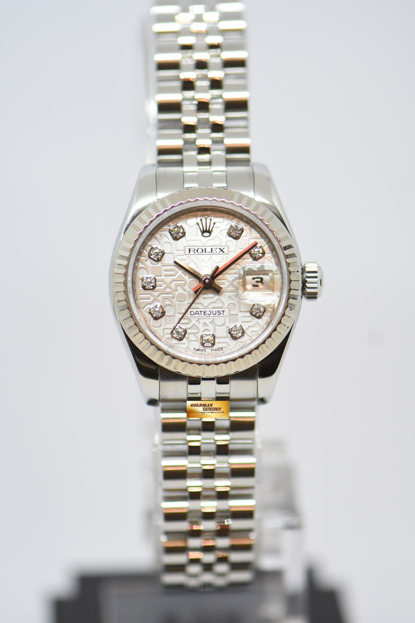 [SOLD] ROLEX OYSTER DATEJUST 26mm STEEL IN JUBILEE BRACELET COMPUTER SILVER DIAMOND DIAL 179174 (MINT)