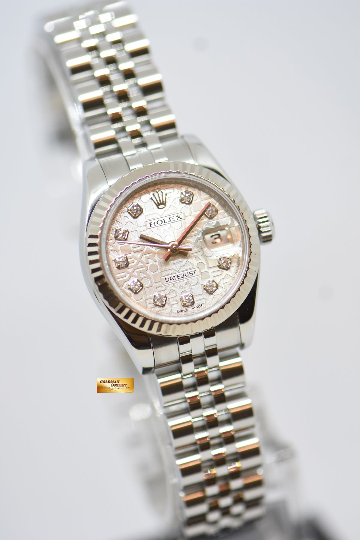 [SOLD] ROLEX OYSTER DATEJUST 26mm STEEL IN JUBILEE BRACELET COMPUTER SILVER DIAMOND DIAL 179174 (MINT)