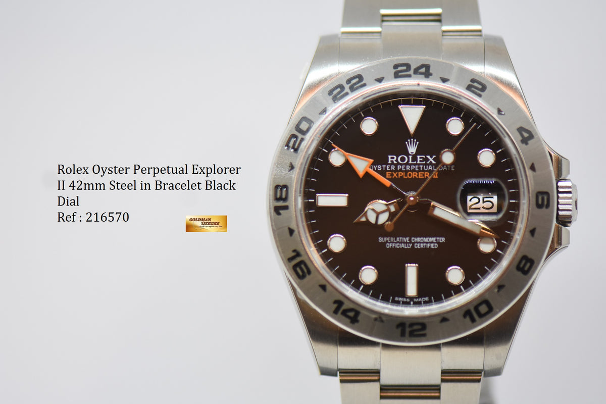 [SOLD] ROLEX OYSTER PERPETUAL EXPLORER II 42mm STEEL IN BRACELET BLACK DIAL (NOS) (ALL STICKERS INTACT)
