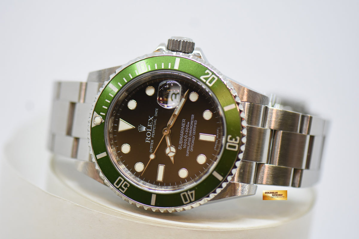 [SOLD] ROLEX OYSTER PERPETUAL SUBMARINER KERMIT 40mm BLACK MAXI DIAL 16610LV (MINT)