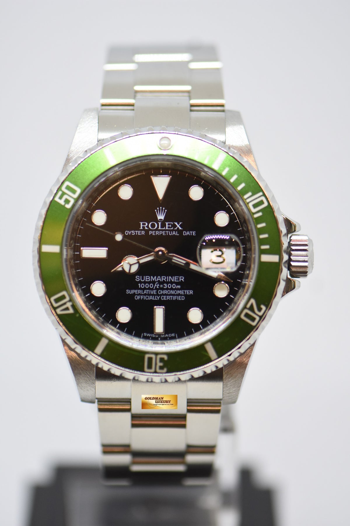 [SOLD] ROLEX OYSTER PERPETUAL SUBMARINER KERMIT 40mm BLACK MAXI DIAL 16610LV (MINT)