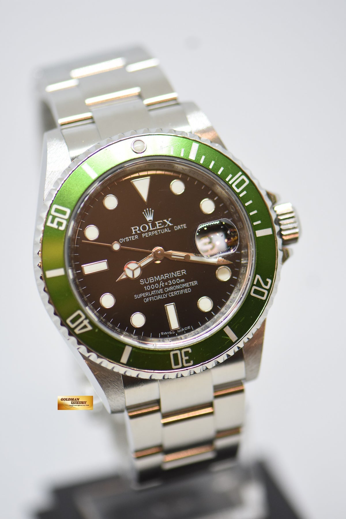 [SOLD] ROLEX OYSTER PERPETUAL SUBMARINER KERMIT 40mm BLACK MAXI DIAL 16610LV (MINT)