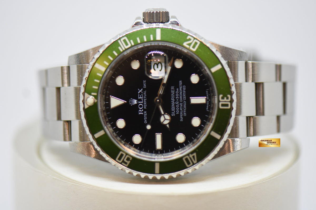 [SOLD] ROLEX OYSTER PERPETUAL SUBMARINER KERMIT 40mm BLACK MAXI DIAL 16610LV (MINT)