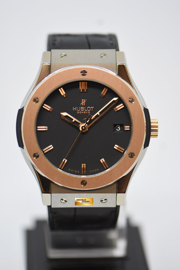 [SOLD] HUBLOT CLASSIC FUSION 45mm STEEL / ROSE GOLD AUTOMATIC IN LEATHER STRAP 511.ZP.1180.RX (MINT)