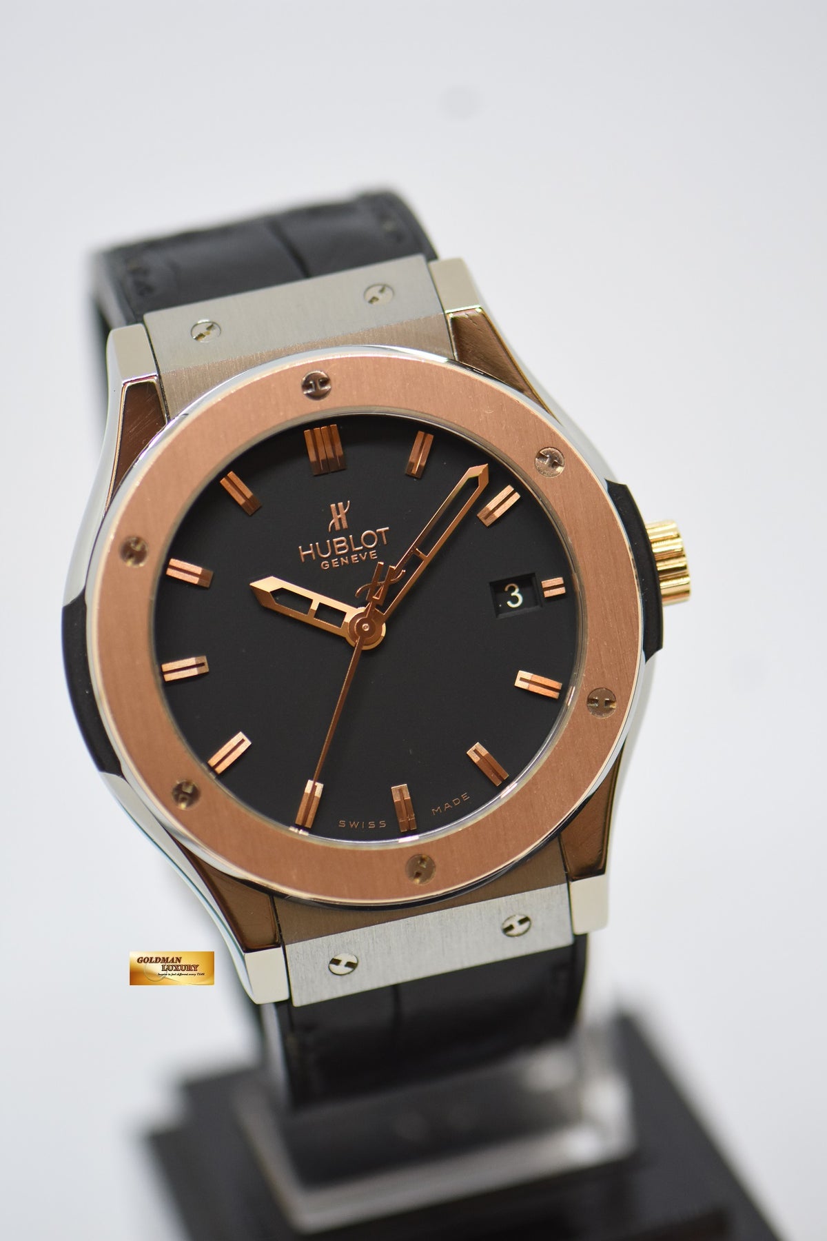 [SOLD] HUBLOT CLASSIC FUSION 45mm STEEL / ROSE GOLD AUTOMATIC IN LEATHER STRAP 511.ZP.1180.RX (MINT)