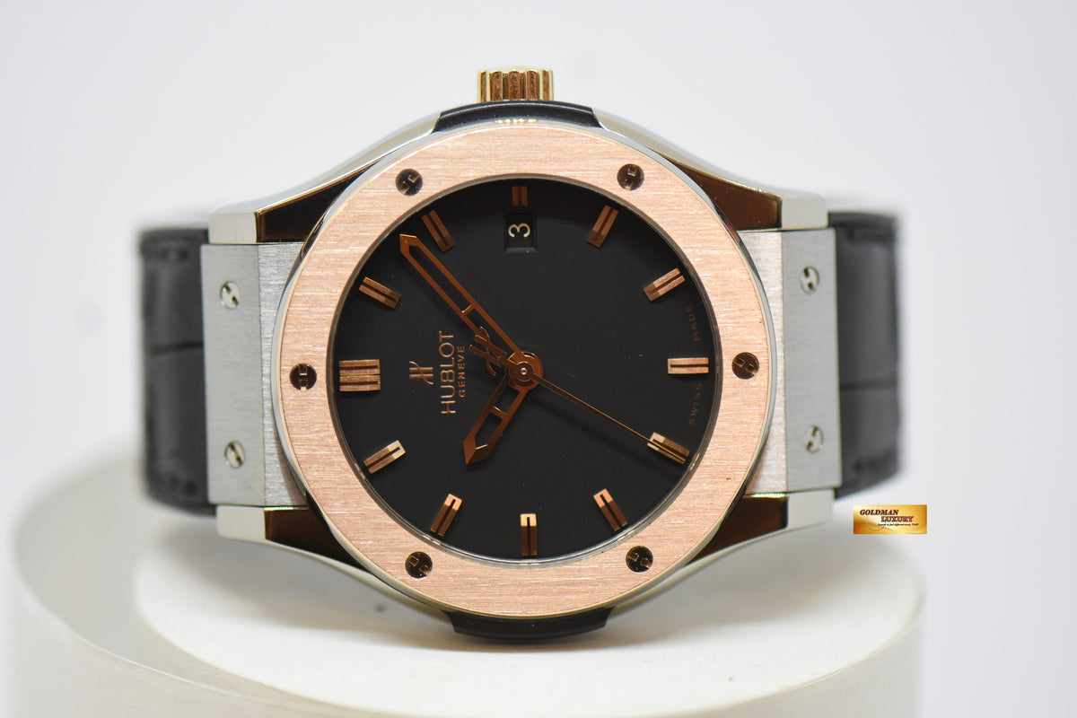 [SOLD] HUBLOT CLASSIC FUSION 45mm STEEL / ROSE GOLD AUTOMATIC IN LEATHER STRAP 511.ZP.1180.RX (MINT)
