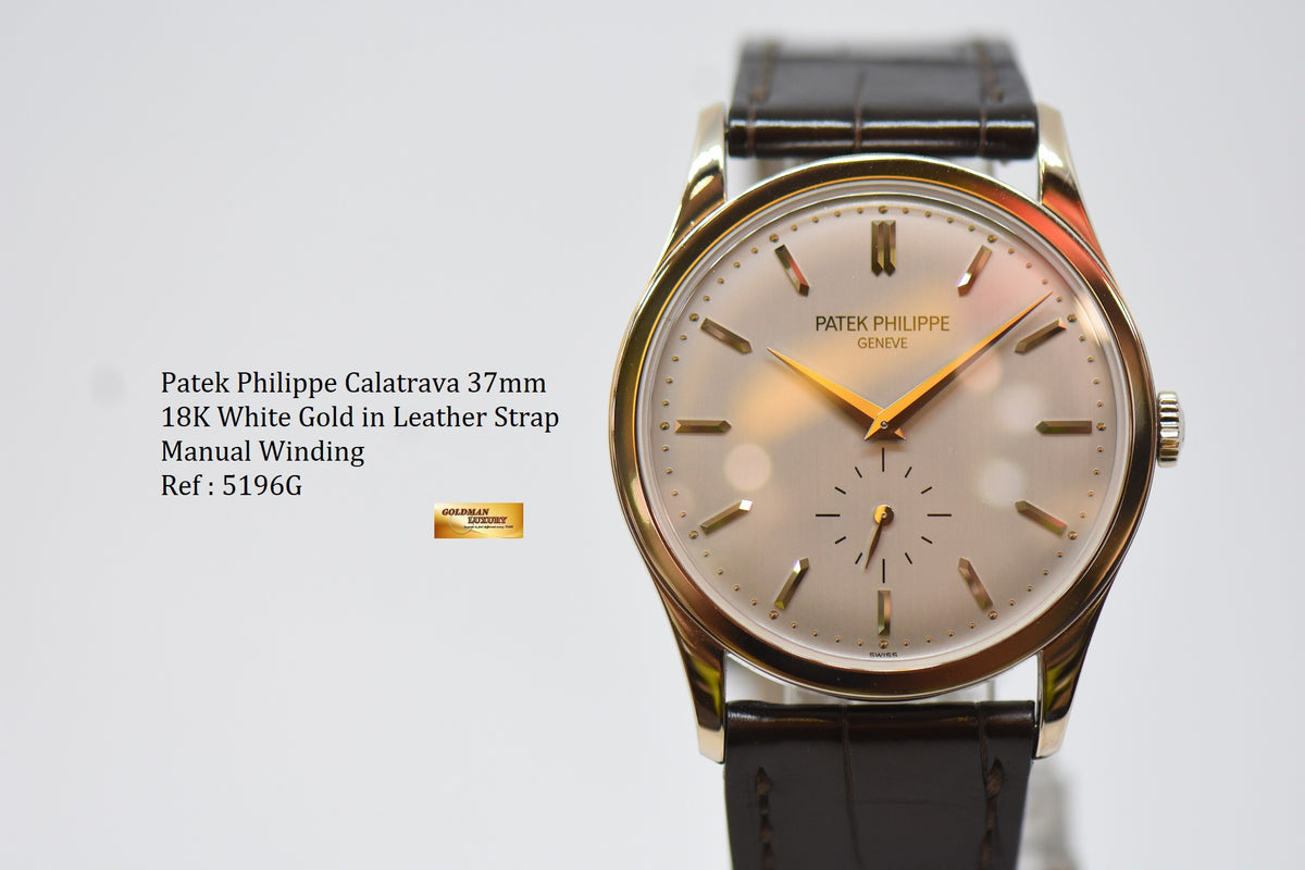 [SOLD] PATEK PHILIPPE CALATRAVA 37mm 18K WHITE GOLD MANUAL WINDING 5196G (MINT)