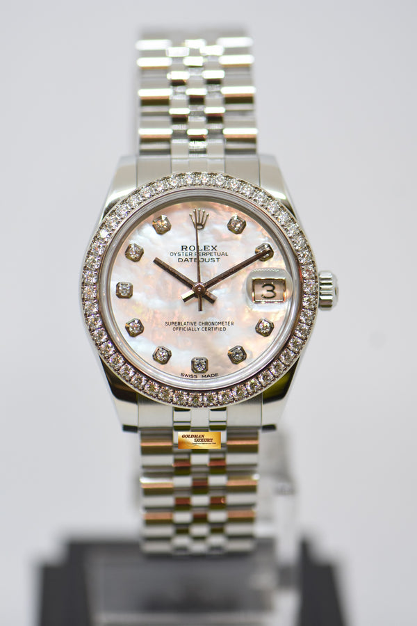 [SOLD] ROLEX OYSTER PERPETUAL DATEJUST 31mm STEEL IN JUBILEE BRACELET  MOP DIAMOND DIAL & ORIGINAL DIAMOND BEZEL AUTOMATIC 178384 (LNIB)