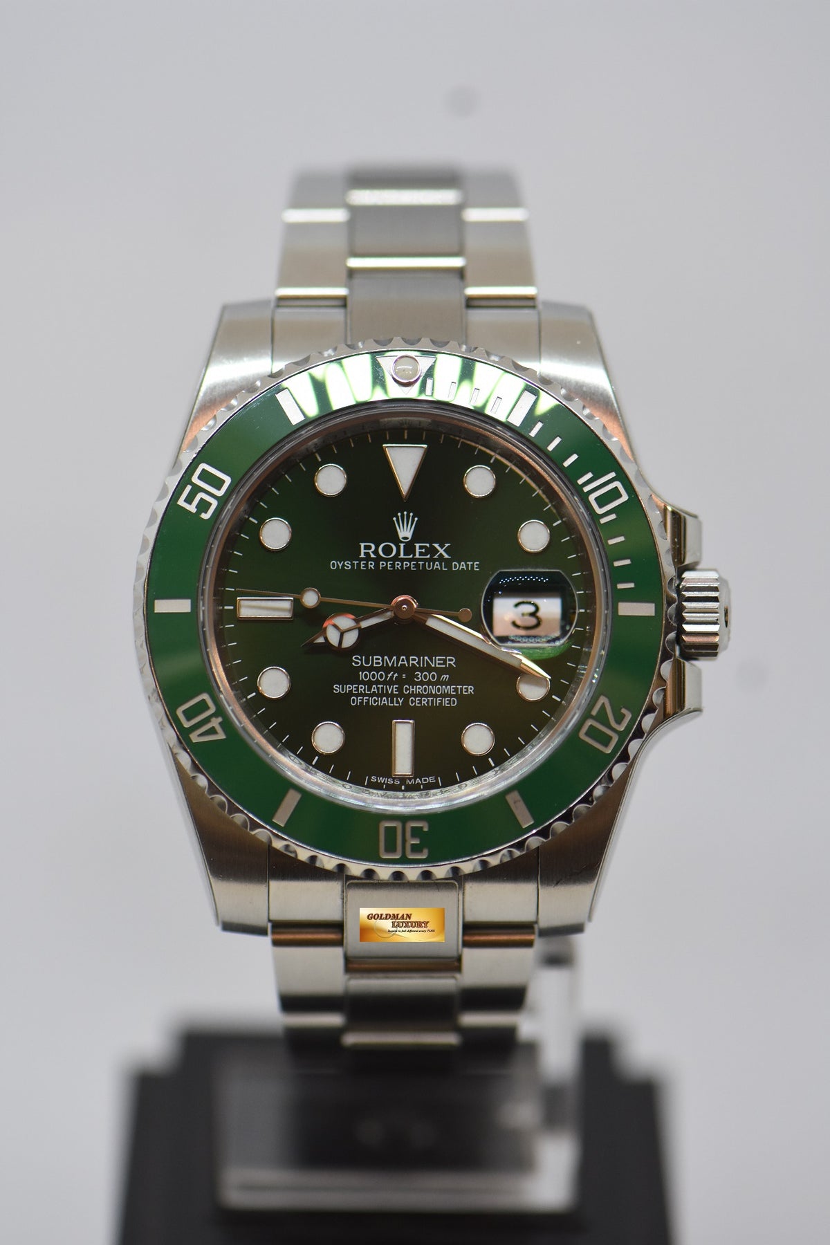 [SOLD] ROLEX OYSTER PERPETUAL SUBMARINER GREEN “HULK” 40mm STEEL IN BRACELET CERAMIC GREEN BEZEL 116610LV (RX-8 Stickers on)