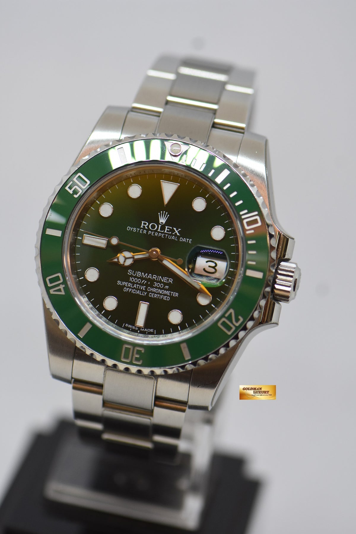[SOLD] ROLEX OYSTER PERPETUAL SUBMARINER GREEN “HULK” 40mm STEEL IN BRACELET CERAMIC GREEN BEZEL 116610LV (RX-8 Stickers on)
