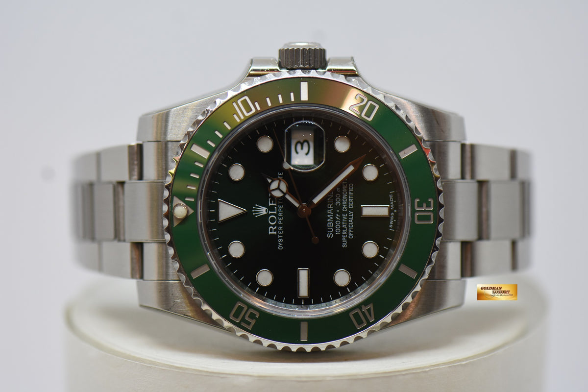 [SOLD] ROLEX OYSTER PERPETUAL SUBMARINER GREEN “HULK” 40mm STEEL IN BRACELET CERAMIC GREEN BEZEL 116610LV (RX-8 Stickers on)